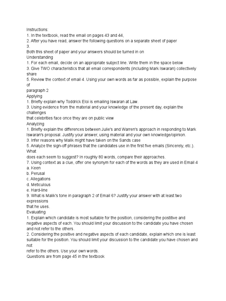 Email Analysis and Response Guide | PDF