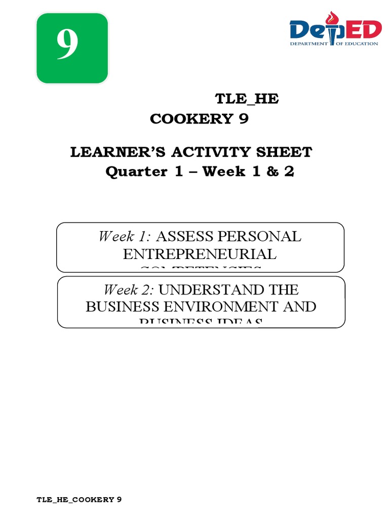 Las Grade 9 Q1 Week 1 2 Pdf Entrepreneurship Corporate Finance