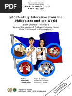 Module 1 Various Dimensions of Philippine Literary History From PreColonial To Contemporary