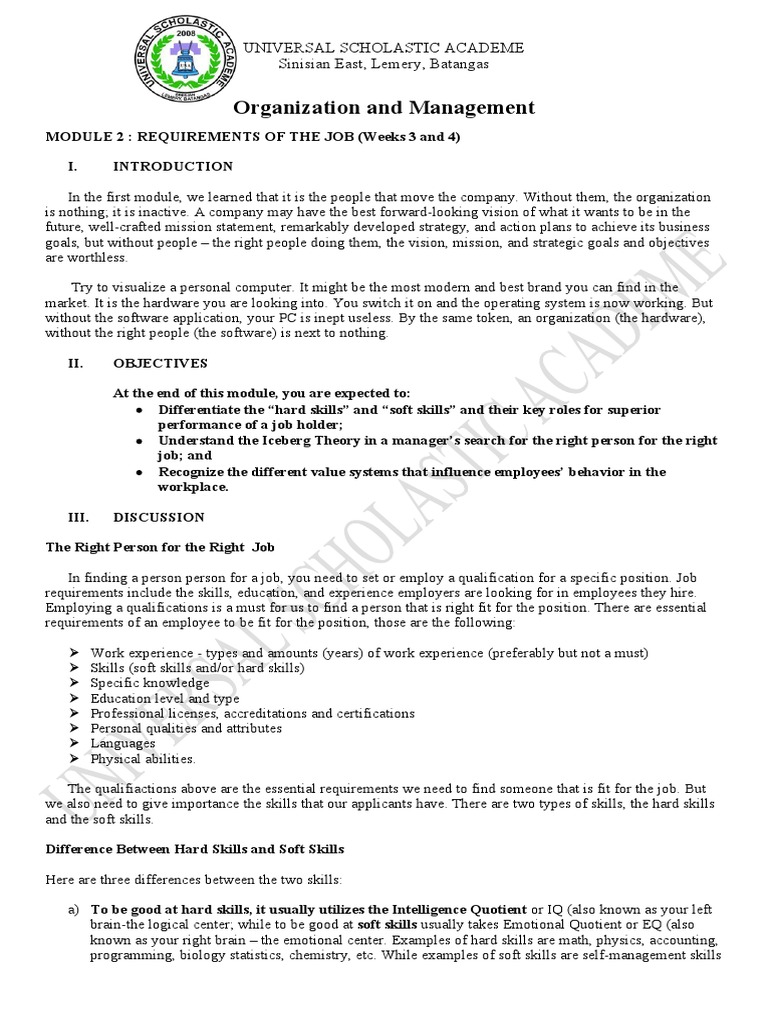 Job Requirements and Skills Overview | PDF | Competence (Human ...