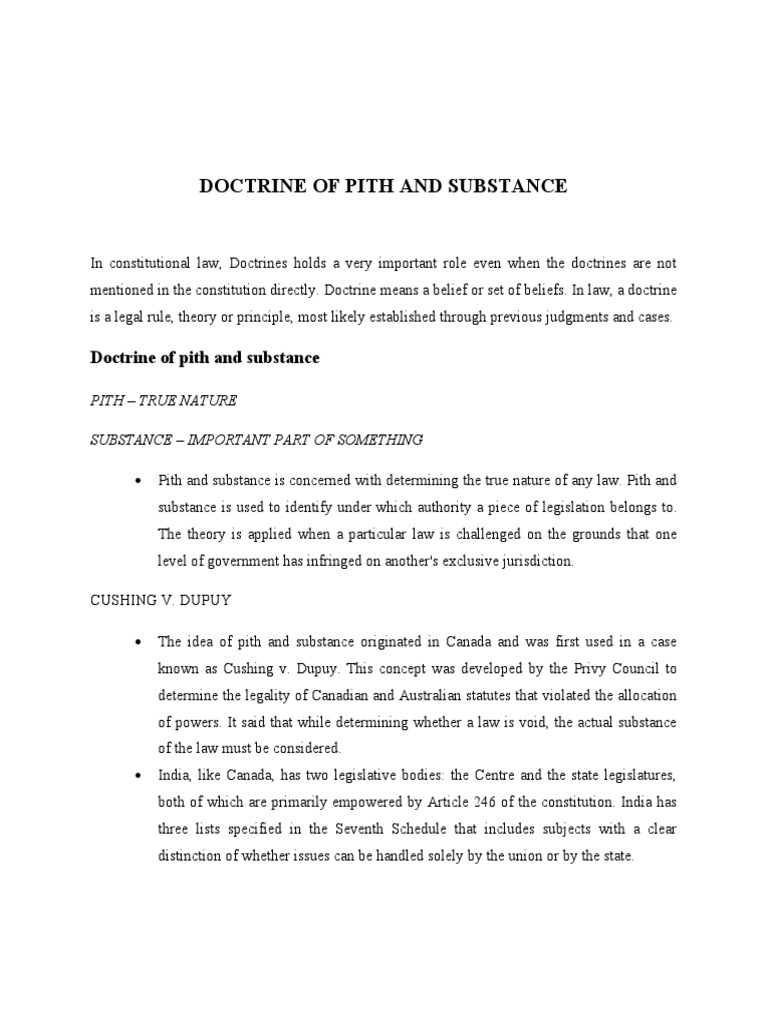 Legal Doctrine: Pith and Substance | PDF | Political Science | Public ...