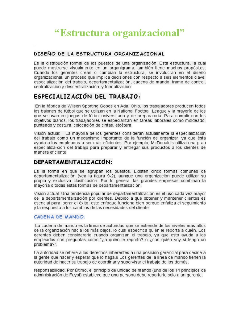 Diseño de la Estructura Organizacional | PDF | Toma de decisiones