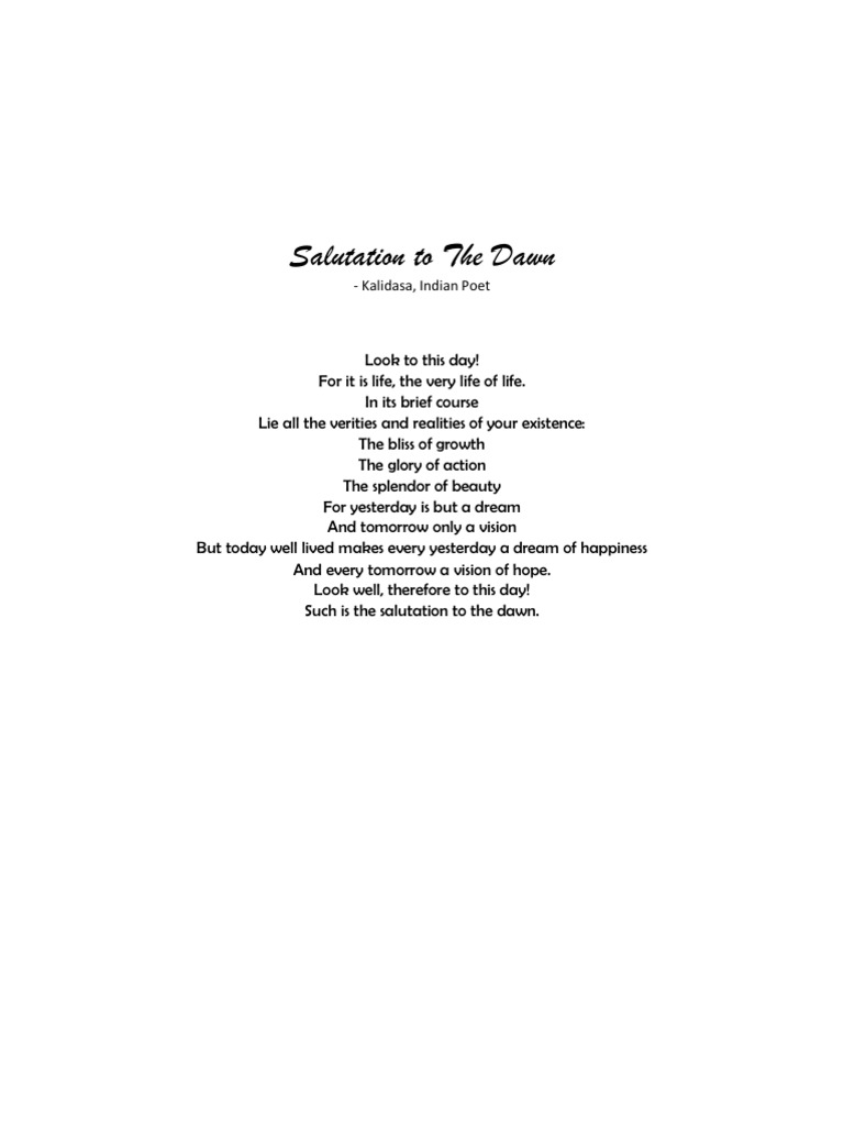 Salutation To The Dawn | PDF
