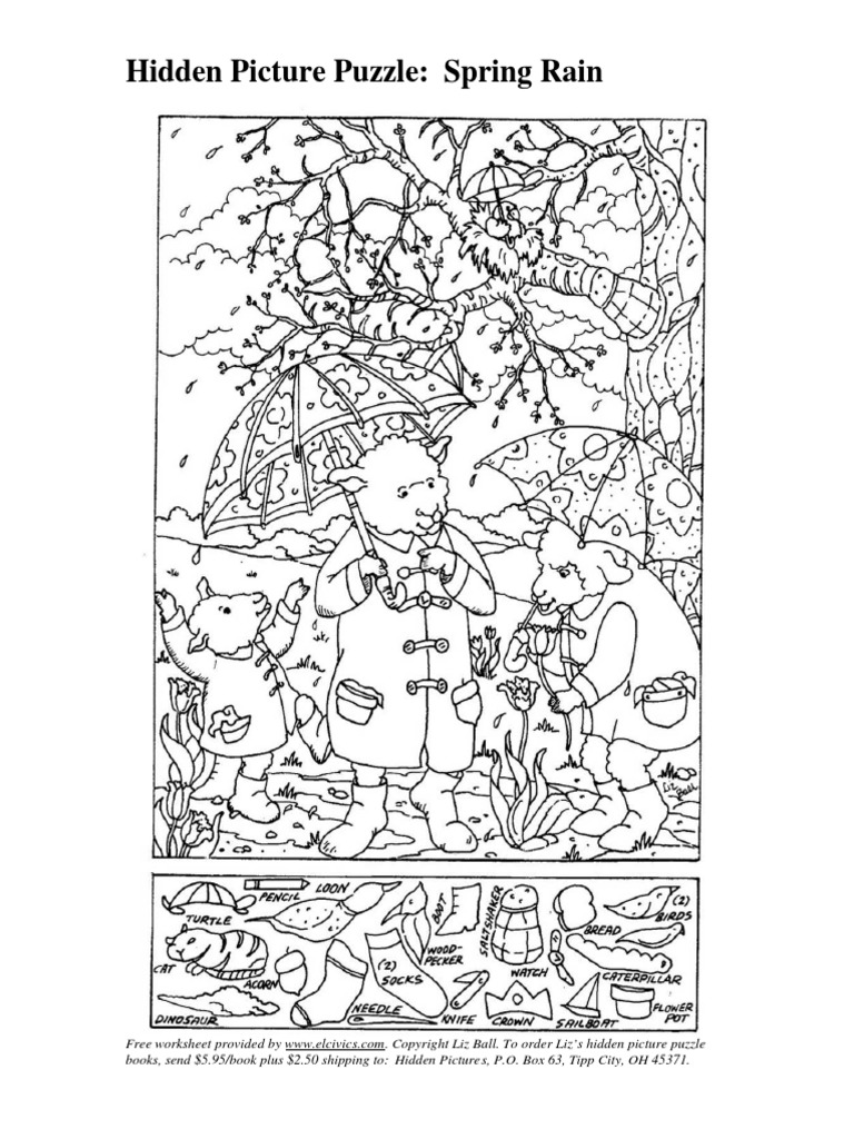 Spring Rain Picture | PDF | Mystery, Thriller & Crime Fiction for Spring Hidden Pictures Printable Free