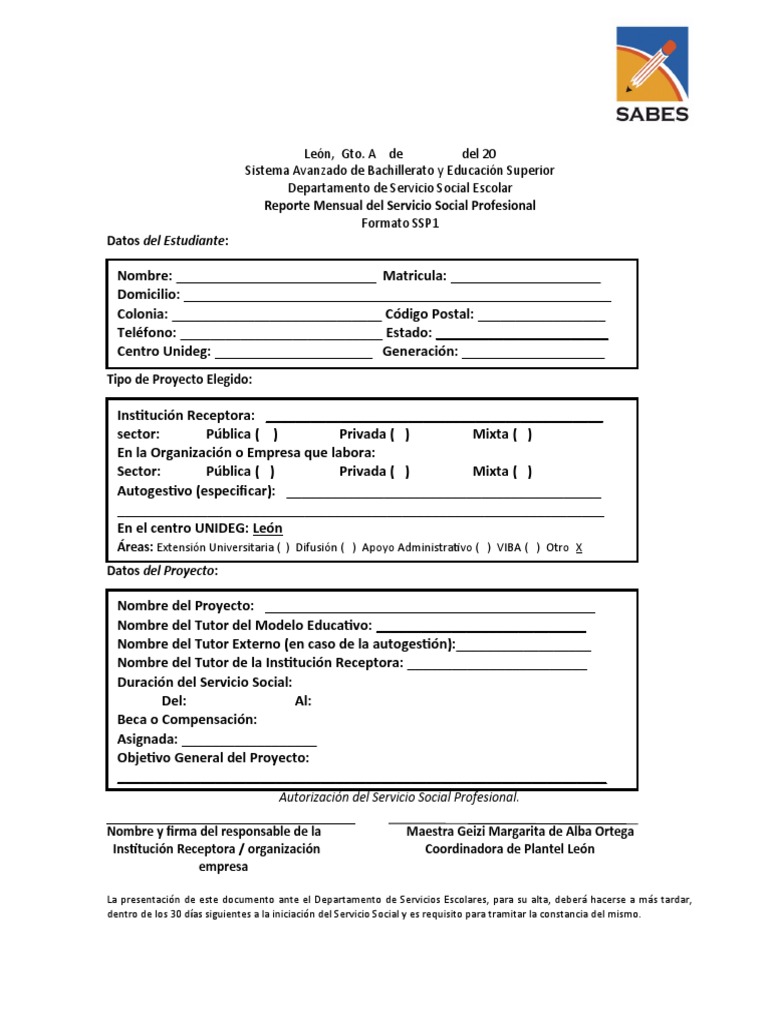 Formatos SSP1 | PDF | Ciencias sociales