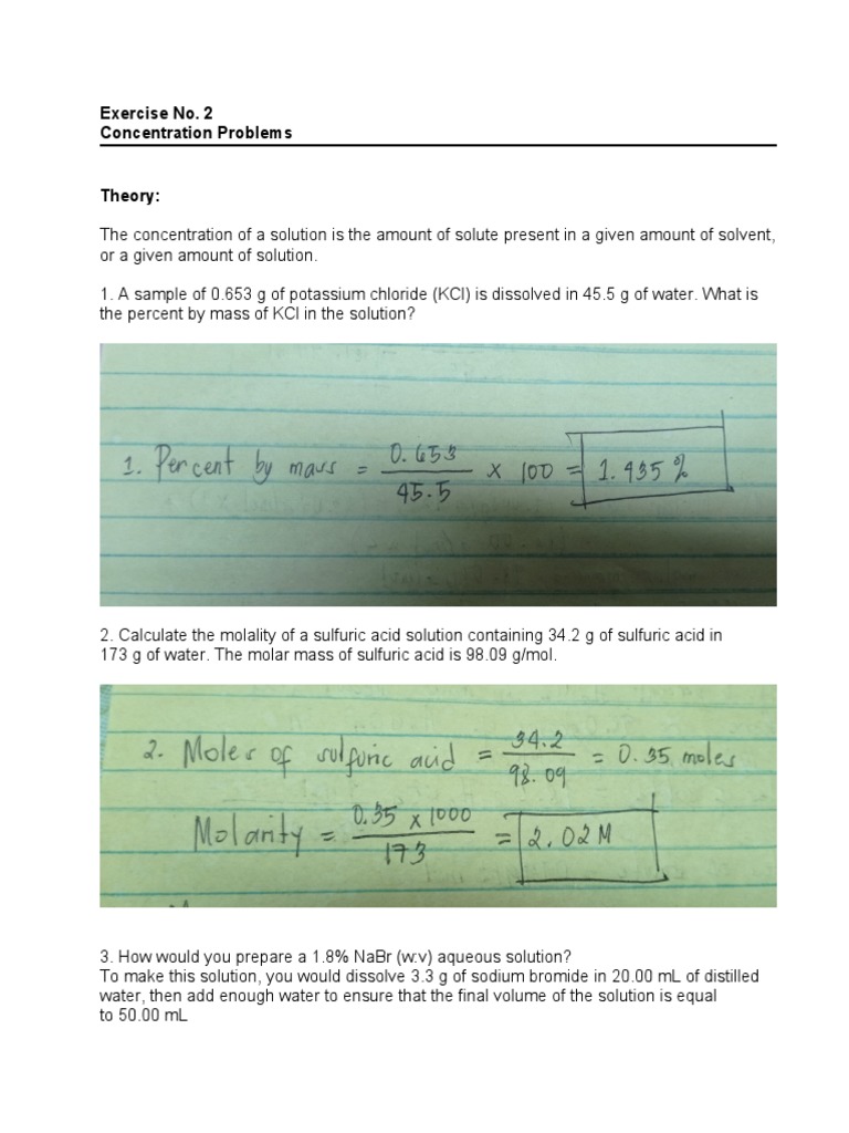 Exercise No. 2 Concentration Problems | PDF