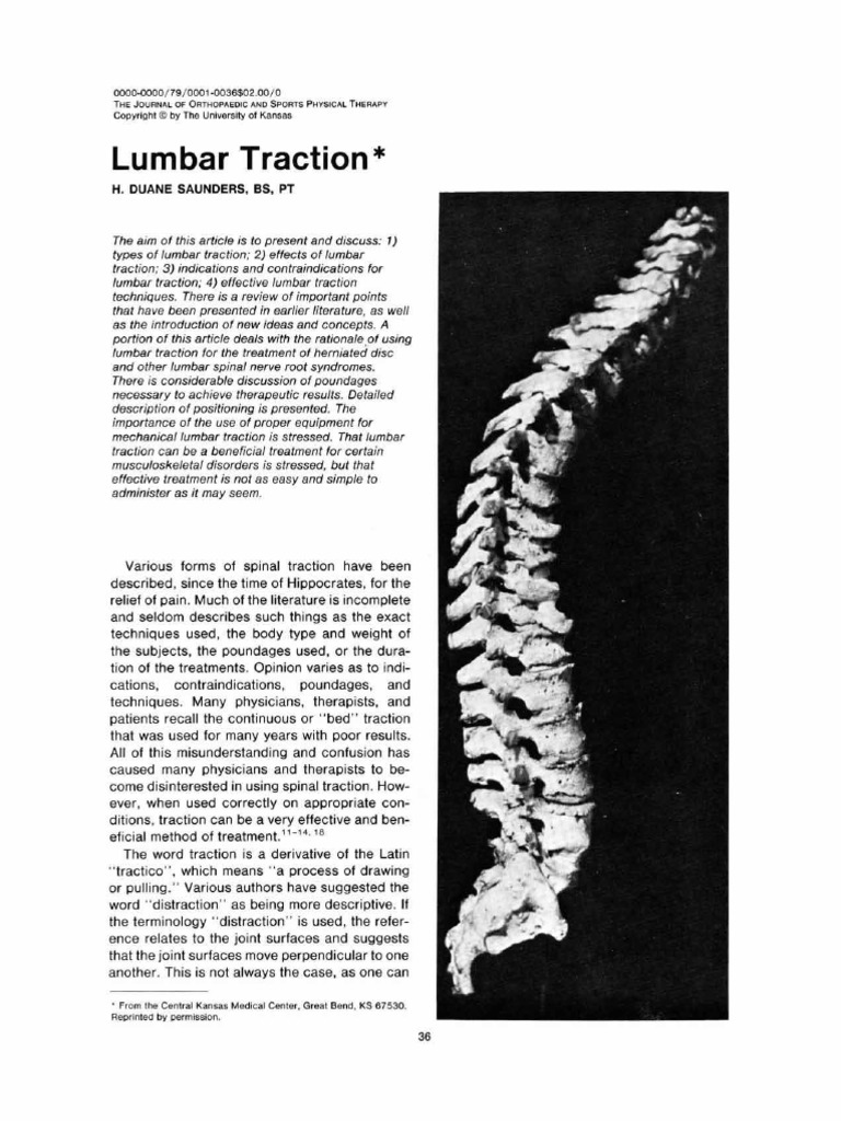 Traction : Lumbar | PDF | Vertebral Column | Pain