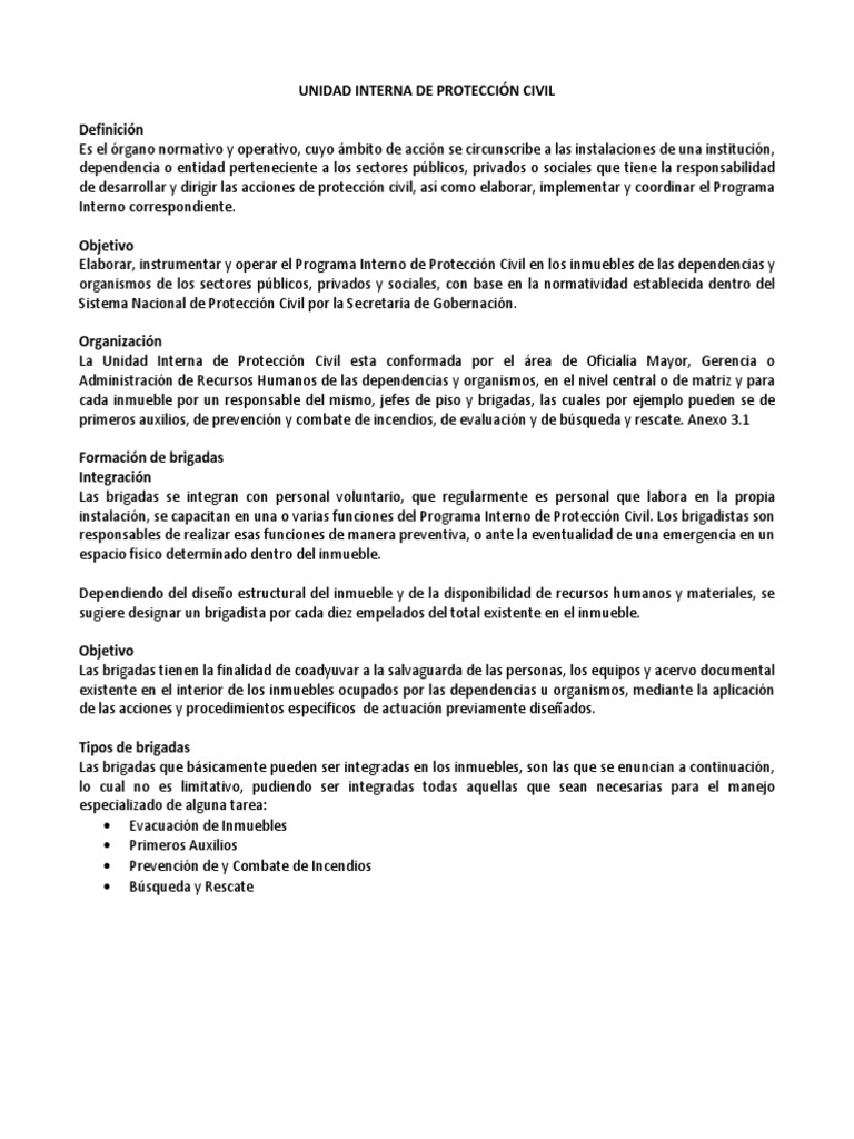 Programa Interno de Protección Civil | PDF | Defensa Civil