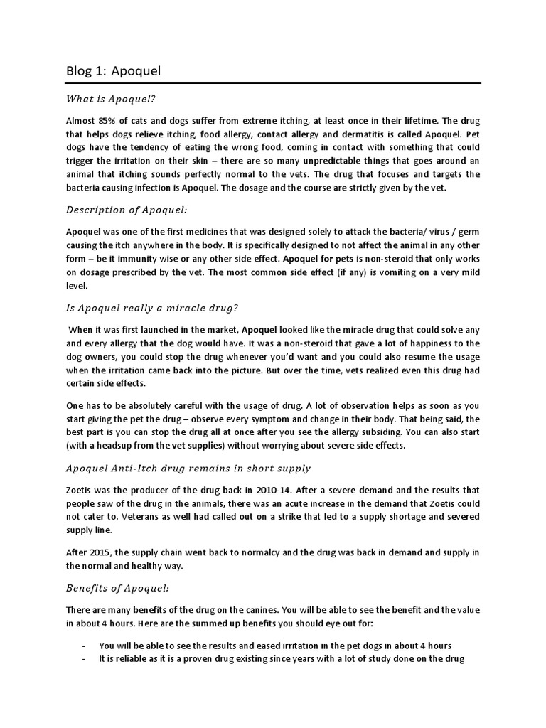 Apoquel PDF Chemistry Dose (Biochemistry)