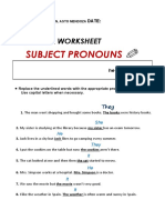 Subject Pronouns: Grammar Worksheet