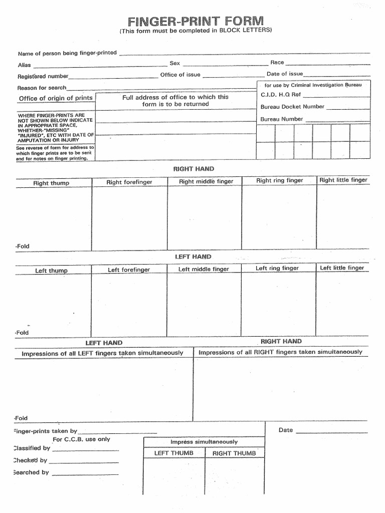 Zimbabwe Fingerprint Form PDF