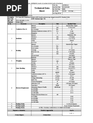 RG 213 Data sheet