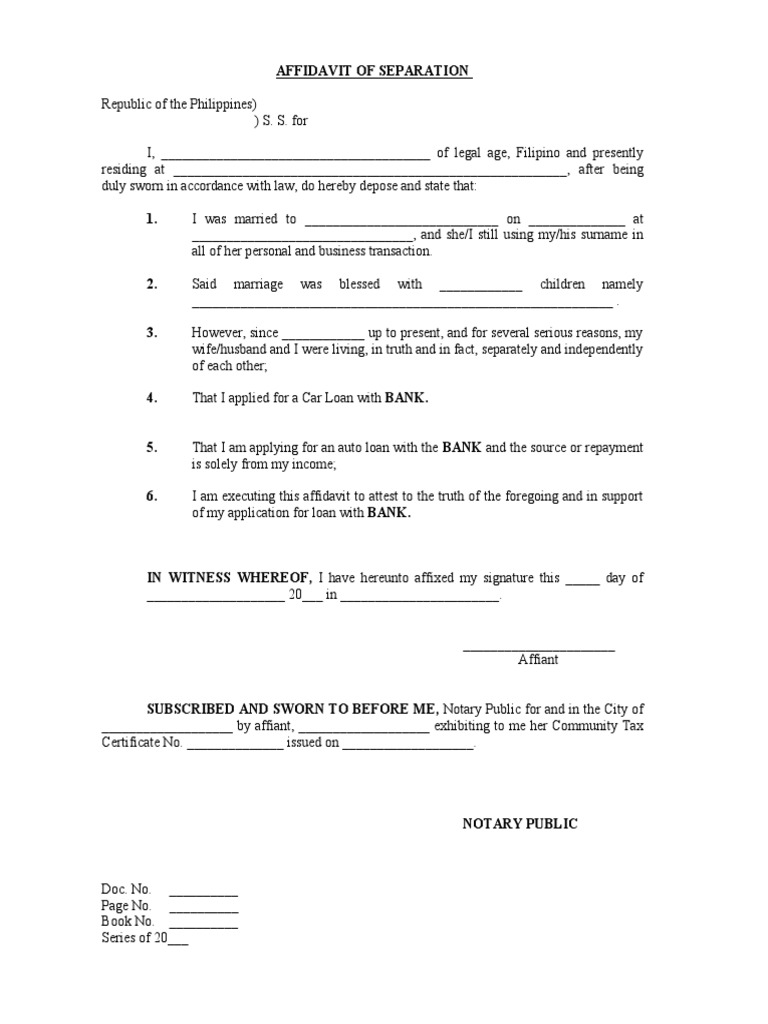 Affidavit of Separation | PDF