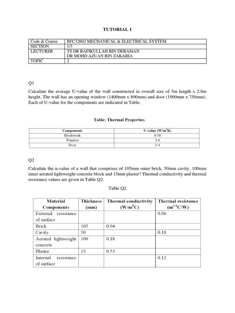 U-Value Calculations for Building Walls | PDF | Continuum Mechanics ...