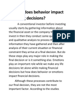 How Behavior Affects Financial Decisions.