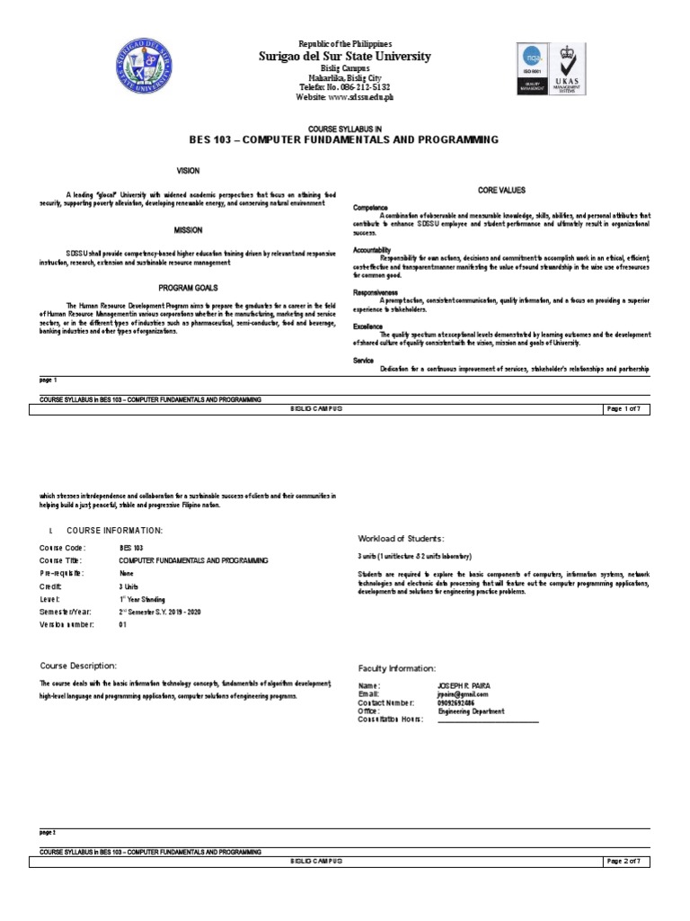 Bes 103 - Computer Fundamentals and Programming - Paira | PDF ...