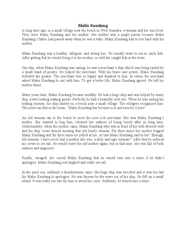 Narrative text malin kundang pdf snow white