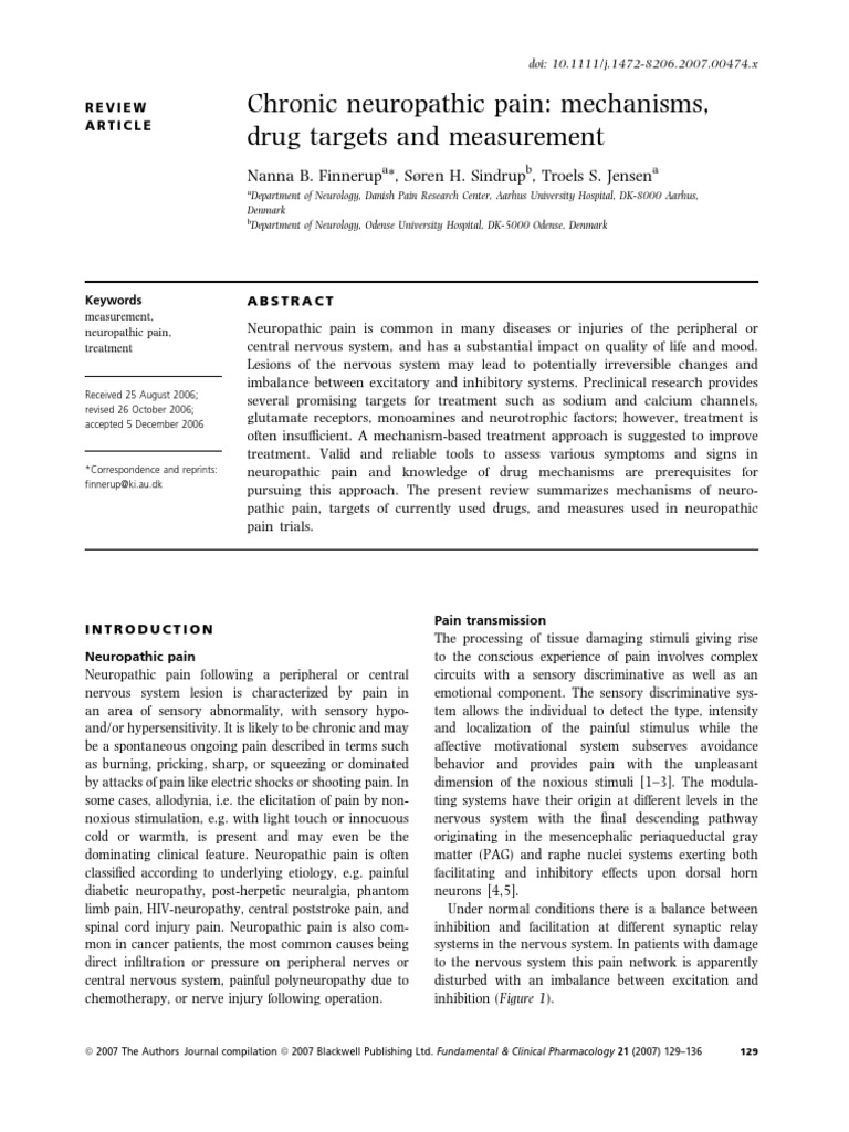 Chronic Neuropathic Pain: Mechanisms & Targets | PDF | Pain | Analgesic