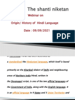 The Shanti Niketan: Webinar On Origin/ History of Hindi Language Date: 09/09/2021