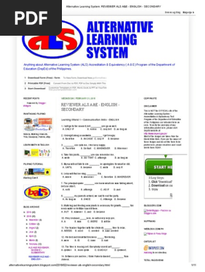 Alternative Learning System_ Reviewer Als A&E - English - Secondary