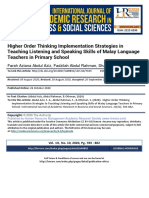 Higher Order Thinking Implementation Strategies in Teaching Listening and Speaking Skills of Malay Language Teachers in Primary School