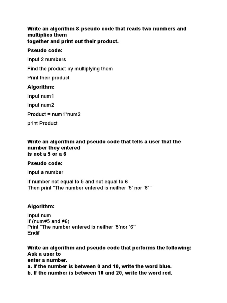 Write An Algorithm | Download Free PDF | Software Engineering ...