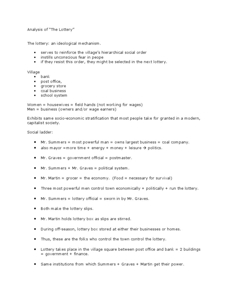 Lottery analysis essay image