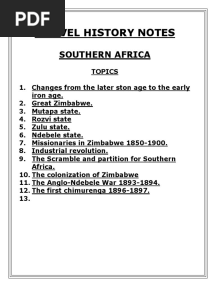 O LEVEL HISTORY NOTES - Southern Africa.