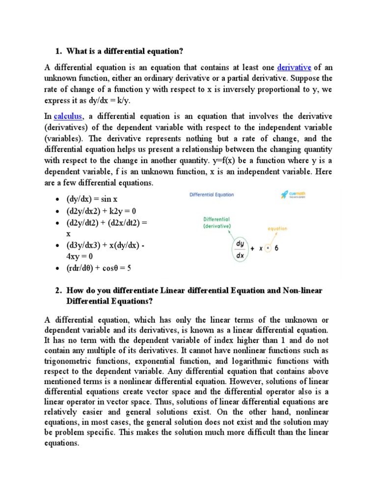 DIFFERENTIAL EQUATION VS DERIVATIVE intelligence overview