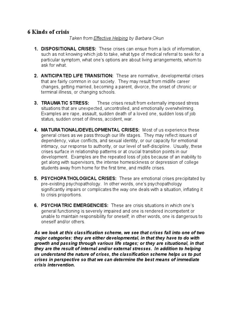 Exercise 1.2 In Effective Helping By B Okun