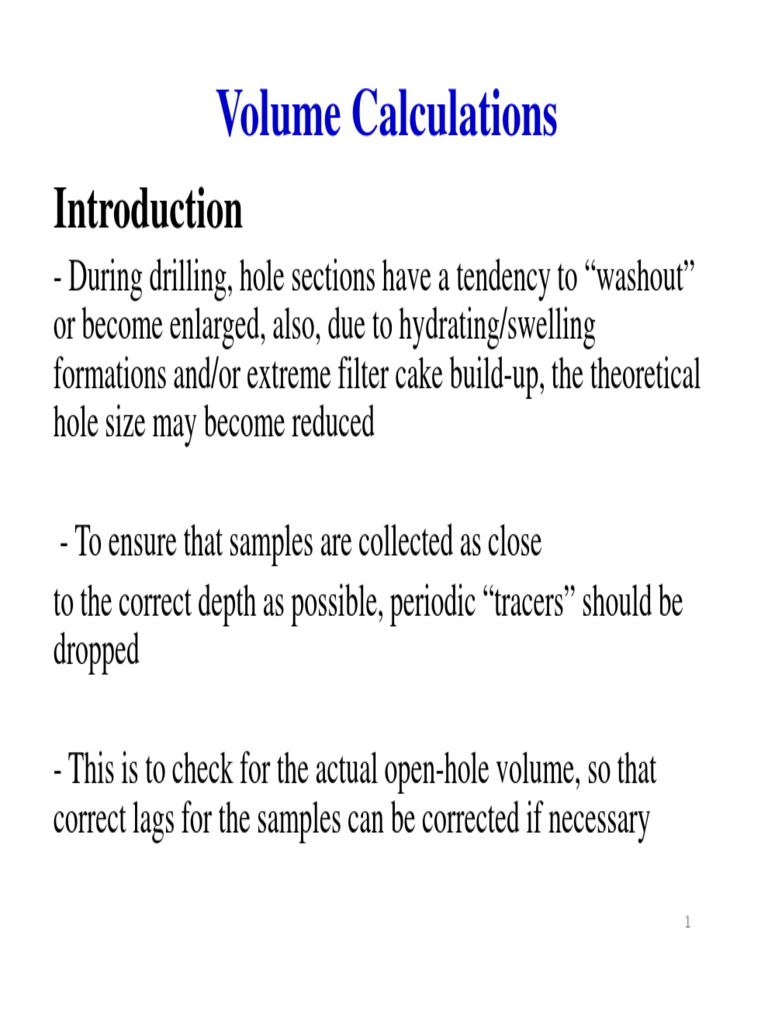 Casing and Hole Volume Calculations | PDF | Casing (Borehole ...