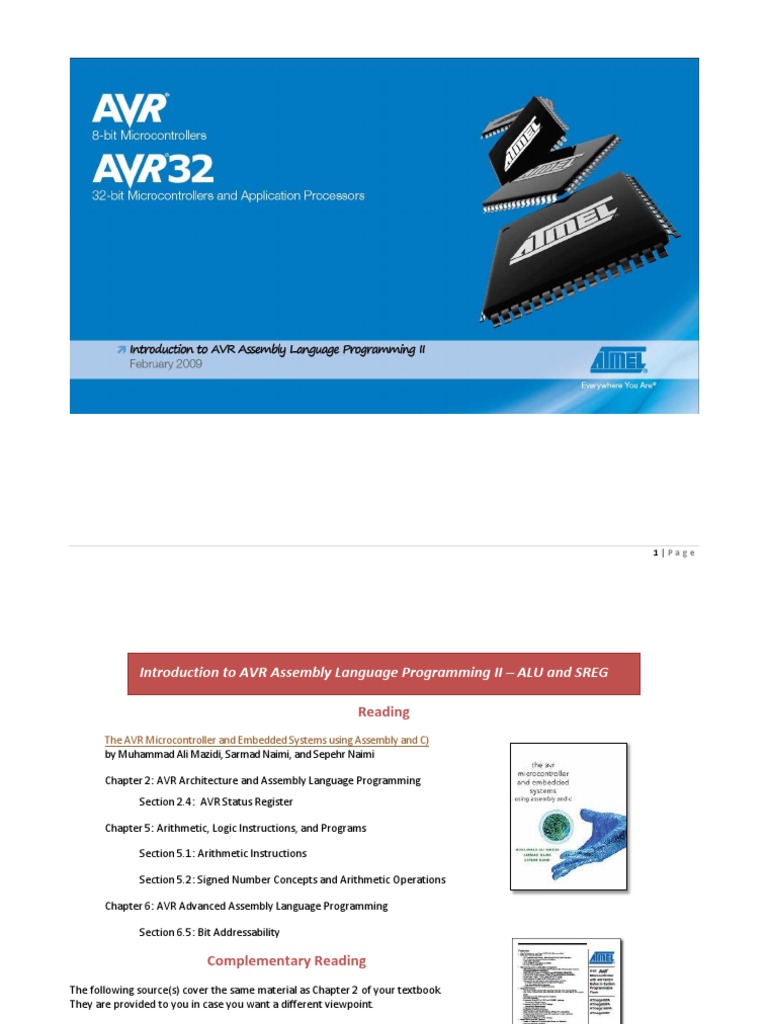 04 AVR ALU and SREG Set | PDF | Assembly Language | Central Processing Unit