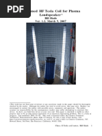 PLL Tuned HF Tesla Coil For Plasma Loudspeaker: Bill Slade Ver. 1.2, March 5, 2007