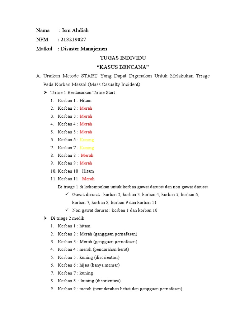 Metode START untuk Triage Korban Bencana | PDF