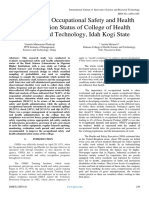 Evaluation of Occupational Safety and Health Administration Status of College of Health Sciences and Technology, Idah Kogi State