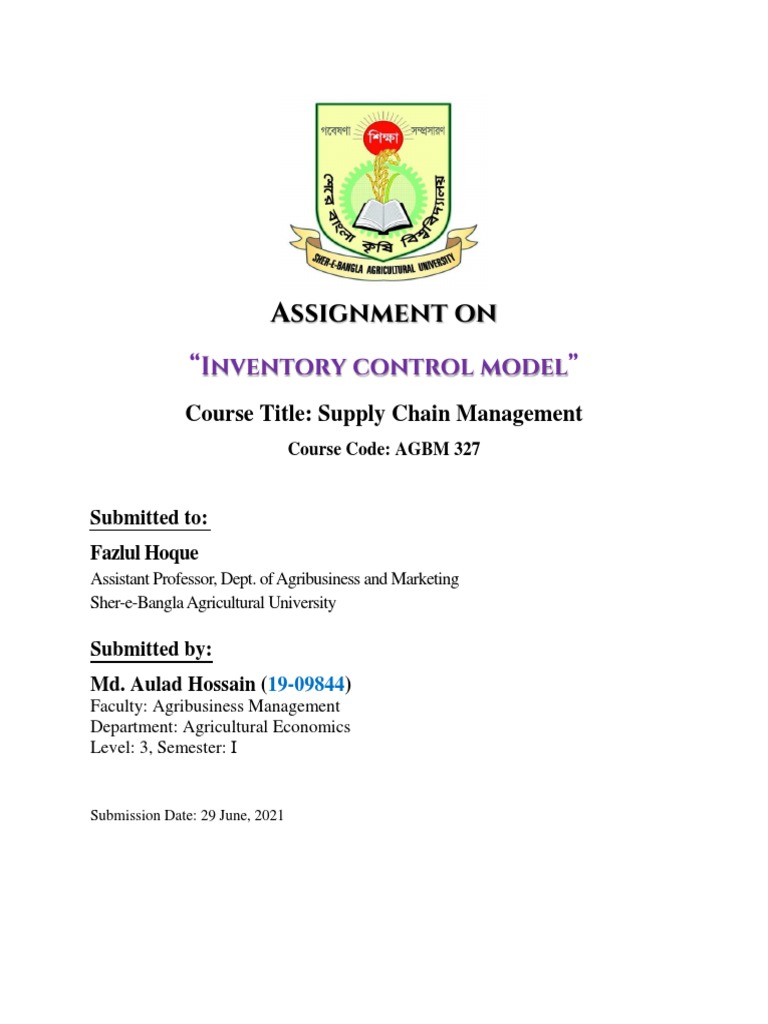 Inventory Control Model | Descargar gratis PDF | Market (Economics