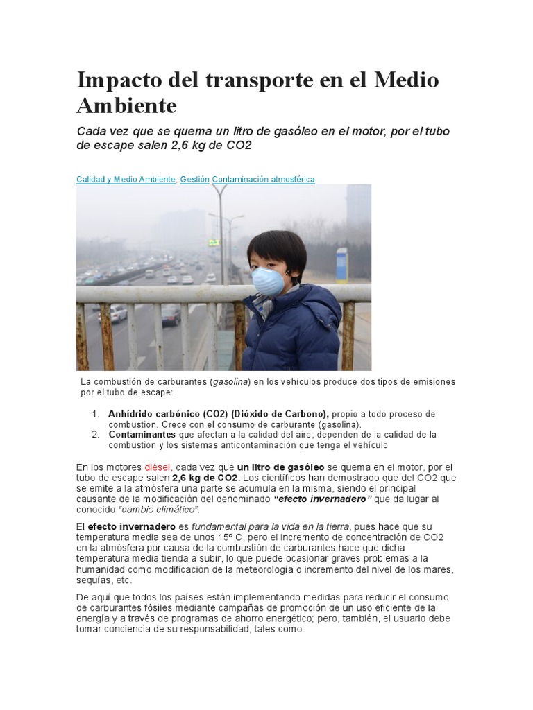 Emisiones de CO2 en Transporte Terrestre | PDF | Gases de efecto ...