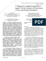 Application of "Dispersive Liquid-Liquid Micro Extraction Technique" For The Analysis of Piroxicam in Human Urine and Drug Formulation