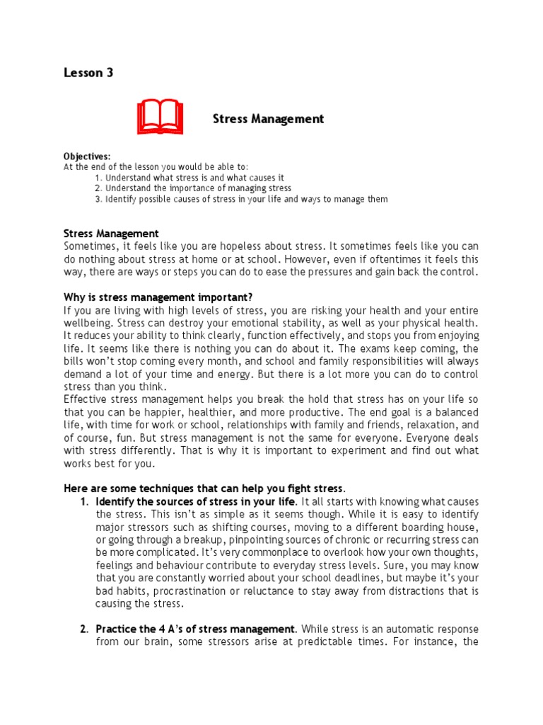 Stle101 Lesson 3 | PDF | Stress (Biology) | Stress Management