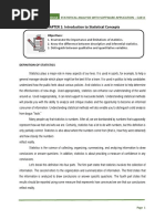 CHAPTER 1: Introduction To Statistical Concepts: Objectives