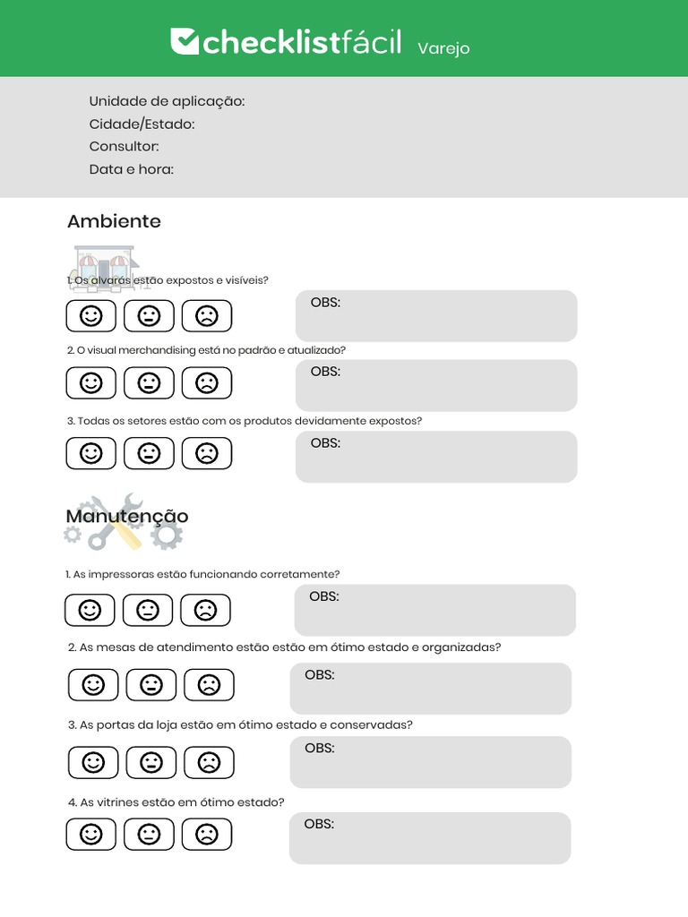 Modelo Checklist Varejo Checklist Facil | PDF | Informática