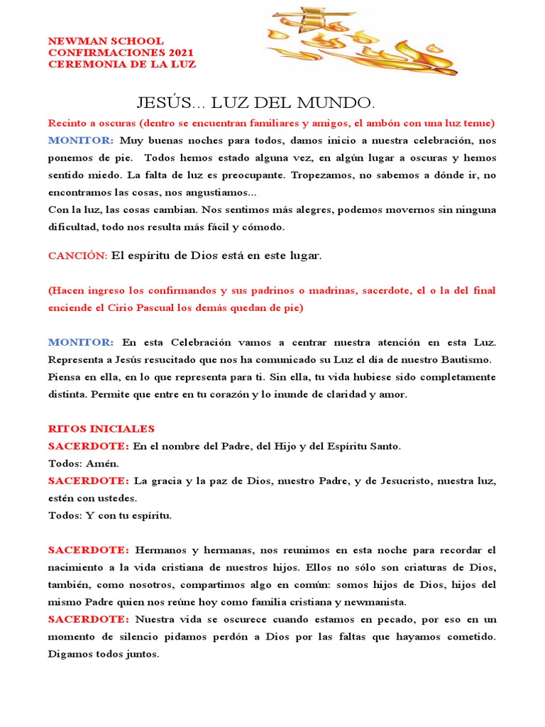 Ceremonia de La Luz 2021 | PDF | Oración | Confirmación
