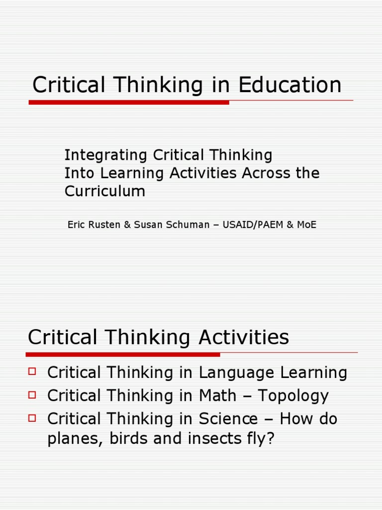 Educators' Guide to Critical Thinking | PDF | Critical Thinking | Thought