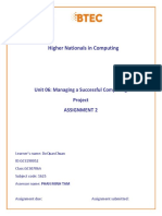 Higher Nationals in Computing: Unit 06: Managing A Successful Computing Project Assignment 2