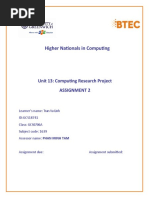 Higher Nationals in Computing: Unit 13: Computing Research Project Assignment 2