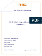 Higher Nationals in Computing: Unit 10: Website Design and Development Assignment 1