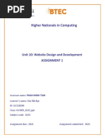 Higher Nationals in Computing: Unit 10: Website Design and Development Assignment 1