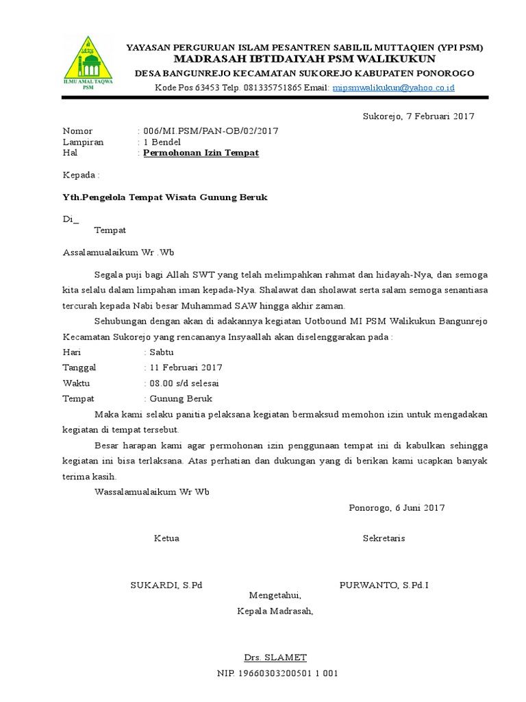 Surat Ijin Tempat | PDF