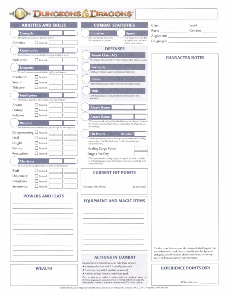 D&D Character Sheet Guide | PDF | Leisure Activities | Entertainment