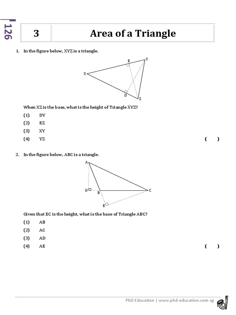 Area Calculations for Triangles and Rectangles | PDF | Area | Rectangle